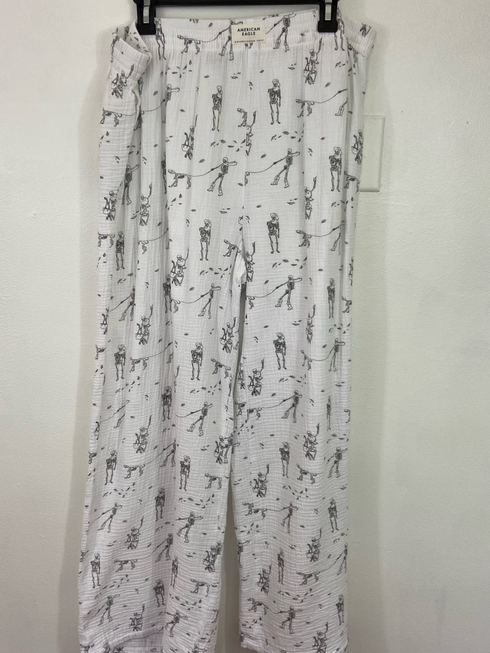 American Eagle skeleton pajama set Halloween cotton gauze XL 2 pieces whimsical - Picture 5 of 14